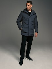 Navy Blue Shower Resistant Padded 4 Pocket Parka Coat - Image 2 of 15