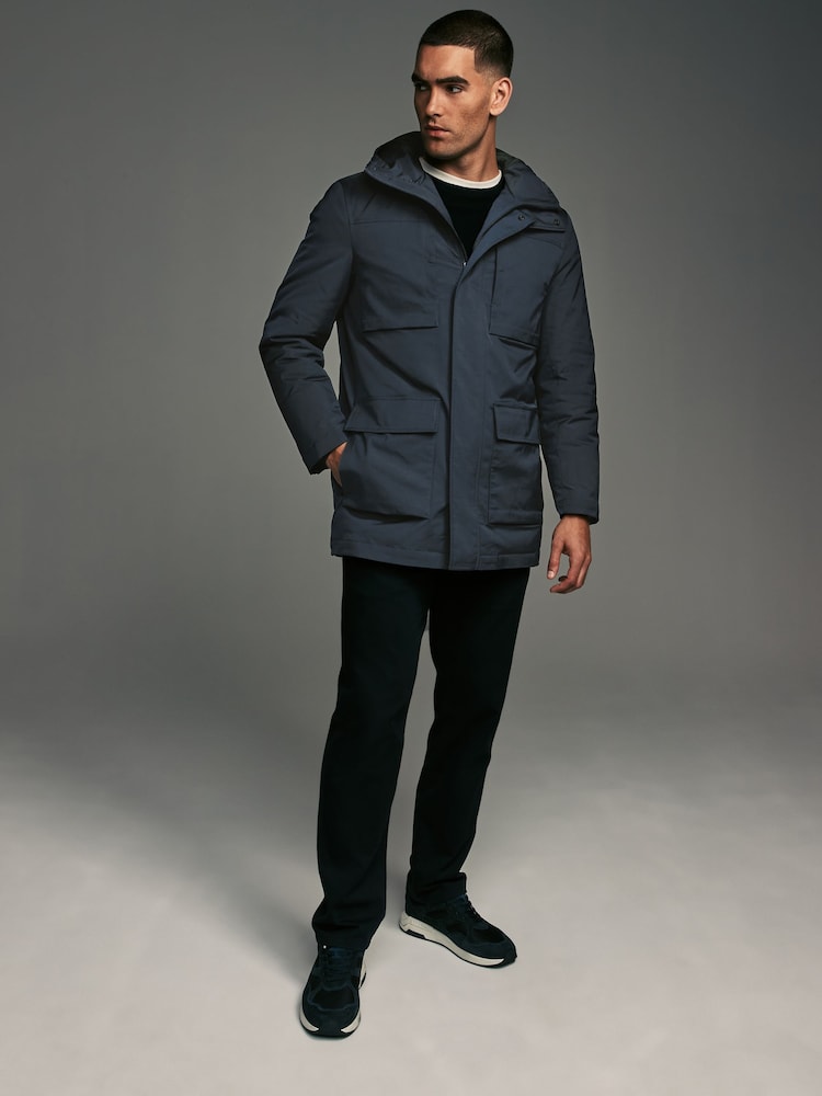 Navy Blue Shower Resistant Padded 4 Pocket Parka Coat - Image 2 of 15
