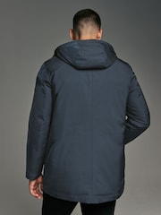 Navy Blue Shower Resistant Padded 4 Pocket Parka Coat - Image 3 of 15