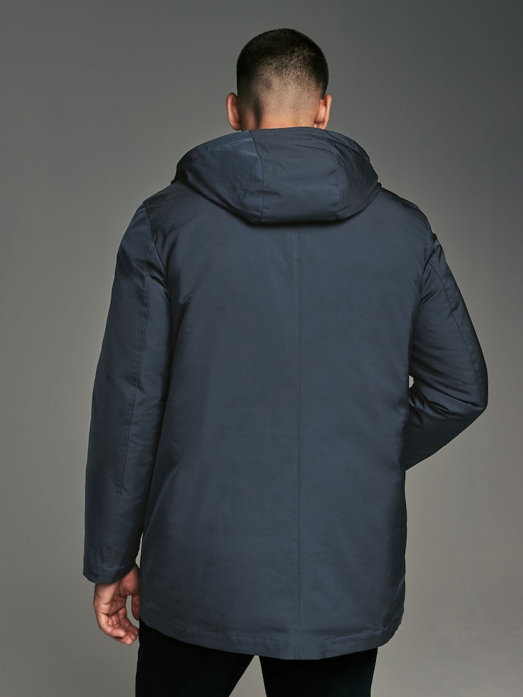 Navy Blue Shower Resistant Padded 4 Pocket Parka Coat - Image 3 of 15