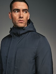 Navy Blue Shower Resistant Padded 4 Pocket Parka Coat - Image 6 of 15