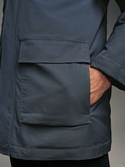 Navy Blue Shower Resistant Padded 4 Pocket Parka Coat - Image 7 of 15