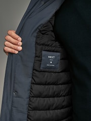 Navy Blue Shower Resistant Padded 4 Pocket Parka Coat - Image 8 of 15