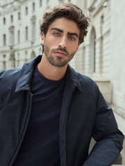 Navy Blue Shower Resistant Padded Harrington Jacket - Image 6 of 14