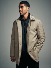 Stone Cream Shower Resistant Padded Funnel Neck Coat - Image 1 of 12