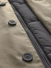 Stone Cream Shower Resistant Padded Funnel Neck Coat - Image 10 of 12