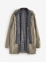 Stone Cream Shower Resistant Padded Funnel Neck Coat - Image 8 of 12