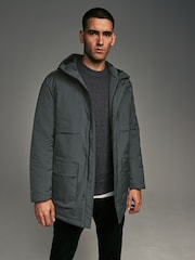 Charcoal Grey Shower Resistant Padded 4 Pocket Parka Coat - Image 1 of 18