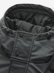 Charcoal Grey Shower Resistant Padded 4 Pocket Parka Coat - Image 14 of 18