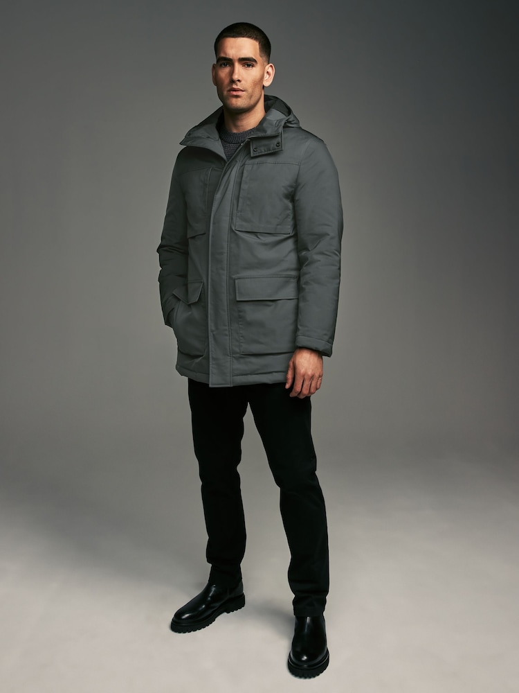 Charcoal Grey Shower Resistant Padded 4 Pocket Parka Coat - Image 2 of 18