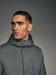 Charcoal Grey Shower Resistant Padded 4 Pocket Parka Coat - Image 6 of 18