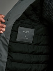 Charcoal Grey Shower Resistant Padded 4 Pocket Parka Coat - Image 7 of 18