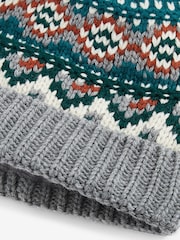 Siva/zelenomodra z vzorcem fairisle - Pom Hat (3mesecev-16let) - Slika 2 iz 2