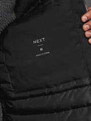 Black Shower Resistant Padded Funnel Neck Coat - Image 7 of 14