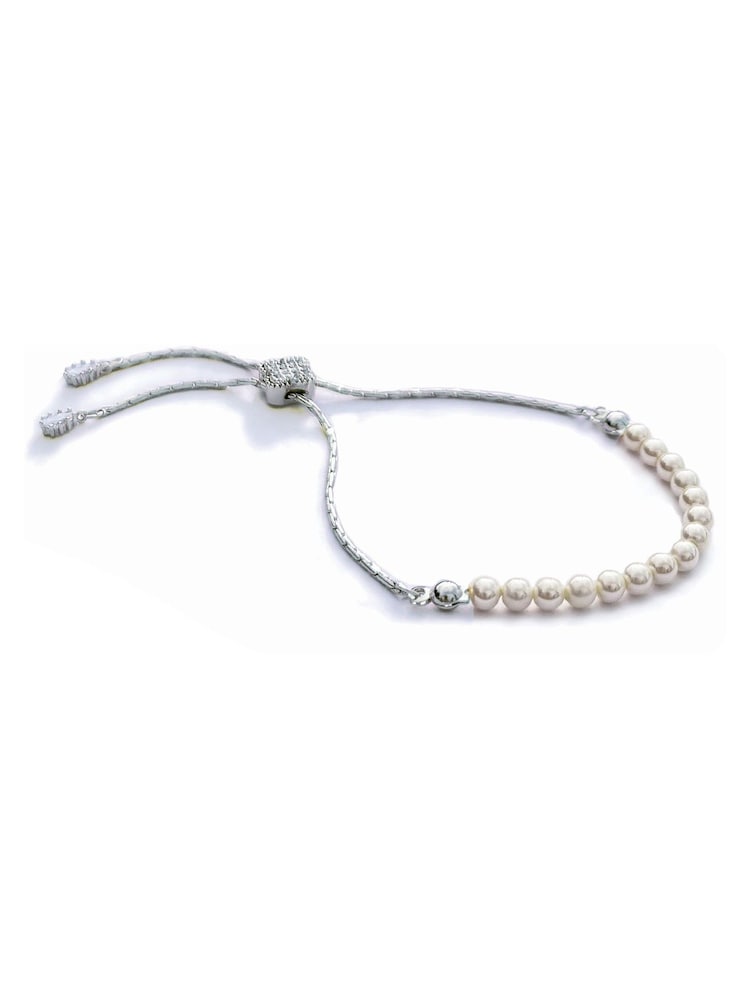 Ivory & Co Rhodium Carlisle And Pearl Dainty Toggle Bracelet - Image 1 of 5