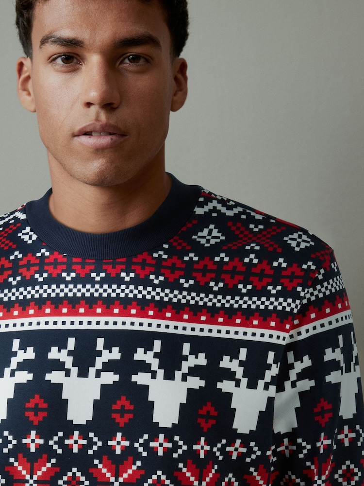 Navy/Red Crew Sweatshirt Christmas Sweatshirt - Image 1 of 5