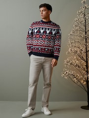 Navy/Red Crew Sweatshirt Christmas Sweatshirt - Image 2 of 5