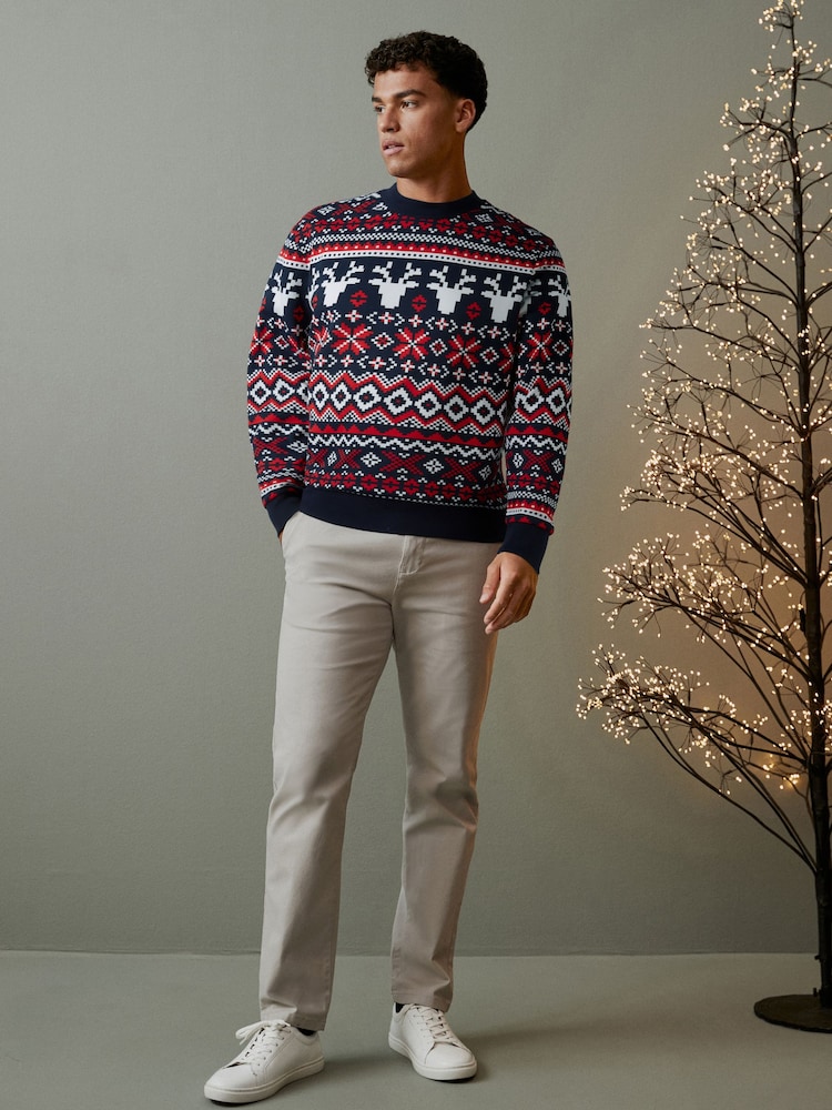 Navy/Red Crew Sweatshirt Christmas Sweatshirt - Image 2 of 5