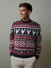 Navy/Red Crew Sweatshirt Christmas Sweatshirt - Image 4 of 5