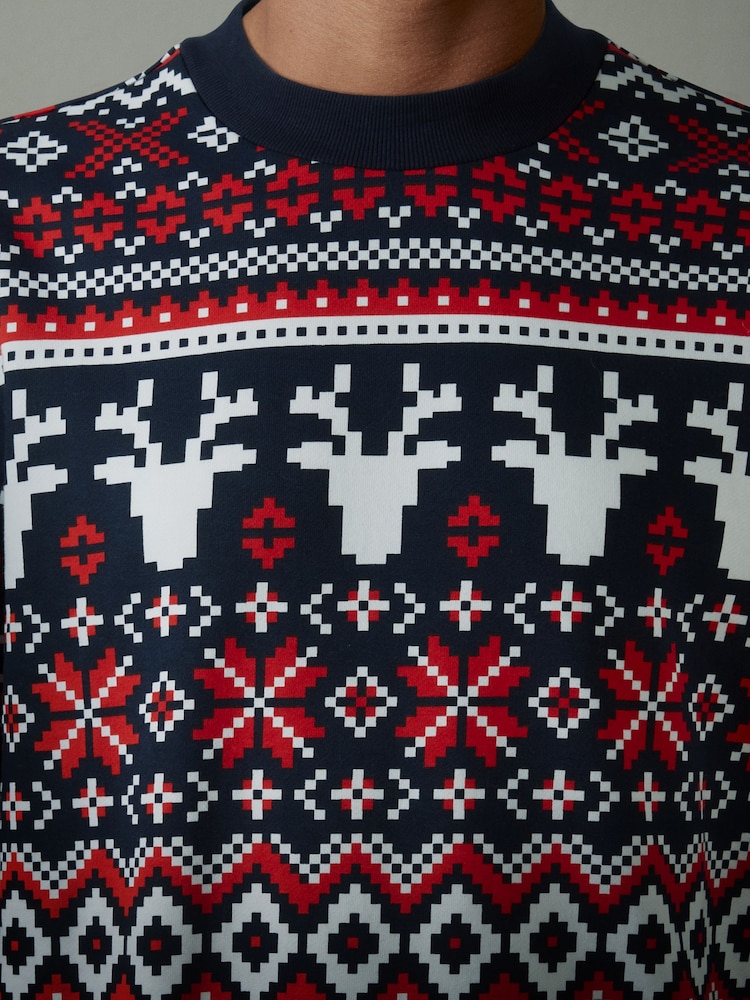 Navy/Red Crew Sweatshirt Christmas Sweatshirt - Image 5 of 5