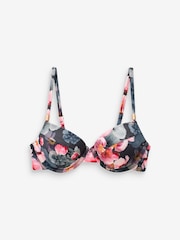 B By Ted Baker Pink/Grey Posie Plunge Wired Bikini Top - Image 4 of 4