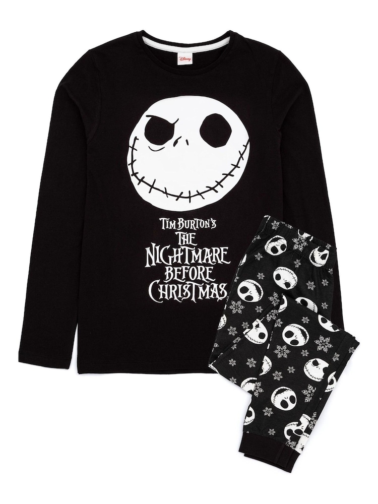Vanilla Underground Black Nightmare Before Womans Disney The Nightmare Before Christmas Multicoloured Long Sleeve Long Leg 100% Cotton Pyjamas Set - Image 1 of 5