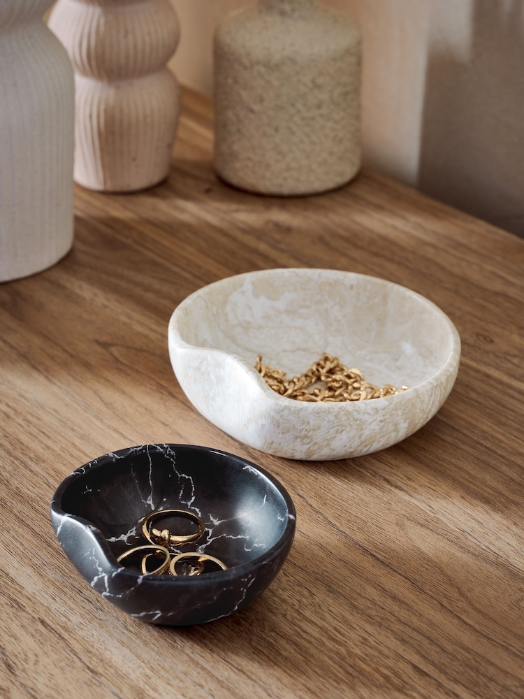 Set of 2 Marble Effect Trinket Dishes - صورة 1 من 5