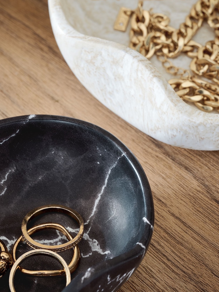 Set of 2 Marble Effect Trinket Dishes - صورة 2 من 5