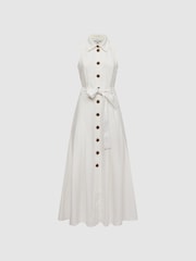 Reiss Ivory Milena Button Front Midi Dress - Image 2 of 7