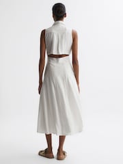 Reiss Ivory Milena Button Front Midi Dress - Image 4 of 7