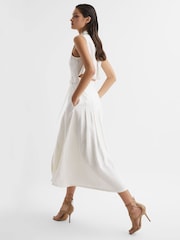 Reiss Ivory Milena Button Front Midi Dress - Image 5 of 7