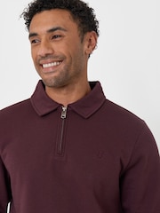 Threadbare Red Cotton Rich Quarter Zip Polo Jumper - Image 3 of 4
