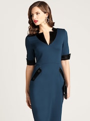 HotSquash Blue Contrast Collar Short Sleeved Dress - Image 1 of 4