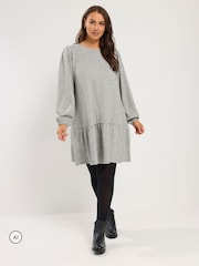 Yours Curve Grey Drop Waist Dress - Image 2 of 6