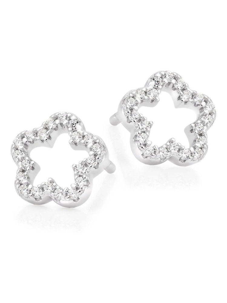 Beaverbrooks Silver Flower Earrings - Image 1 of 2