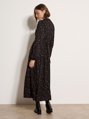 Apricot Black Floral Print Midi Tea Dress - Image 2 of 4
