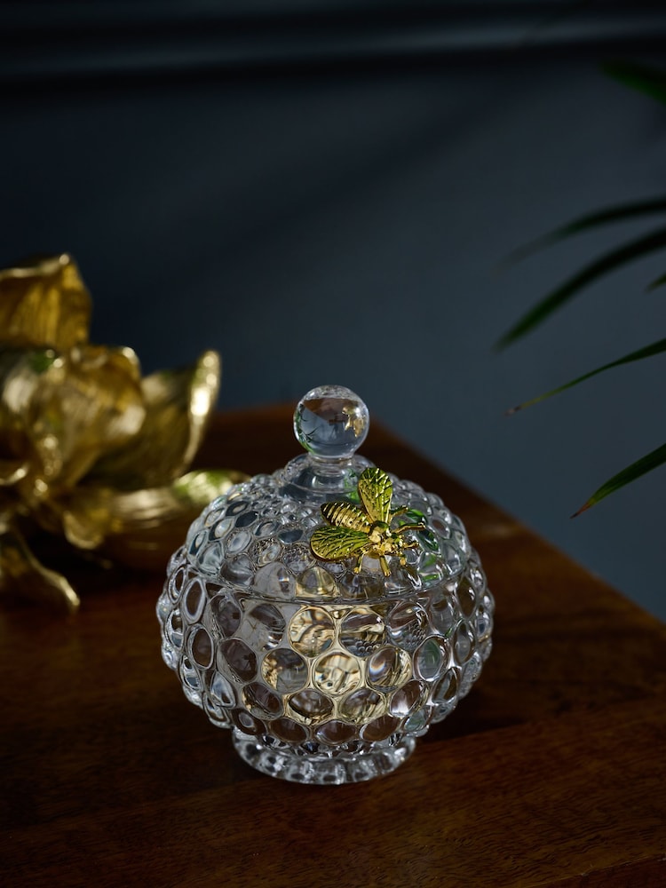 Clear Bee Embellished Glass Trinket Dish - Image 1 of 1