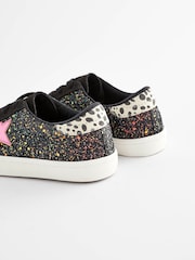 Black Glitter Standard Fit (F) Star Lace-Up Trainers - Image 4 of 5