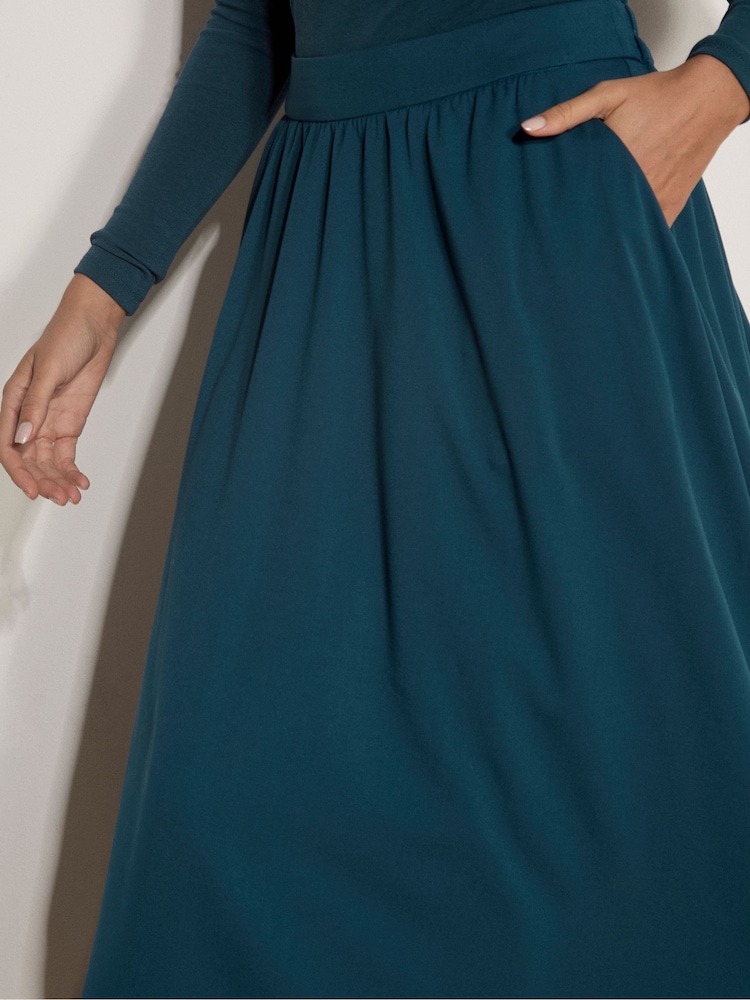 Apricot Blue Brushed Twill A-Line Midi Skirt - Image 4 of 4 Apricot Blue Brushed Twill A-Line Midi Skirt - Image 4 of 4