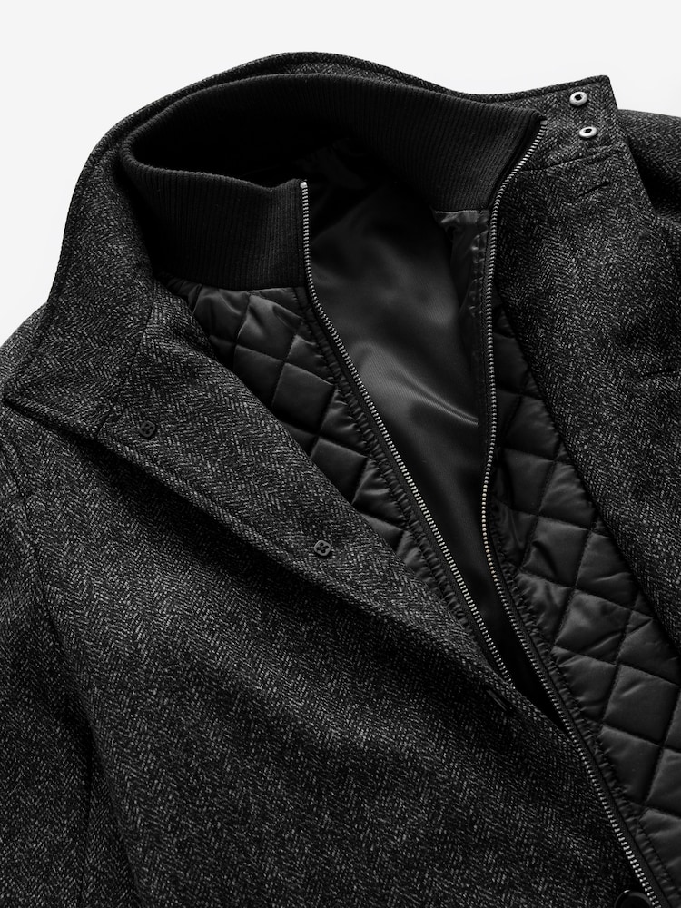 Gri cenuşiu - Gilet fals Herringbone Jachetă căptușită cu lână - Image 10 of 13