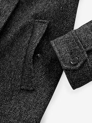 Charcoal Grey Mock Gilet Herringbone Padded Jacket with Wool - Image 11 of 13