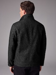 Charcoal Grey Mock Gilet Herringbone Padded Jacket with Wool - Image 3 of 13