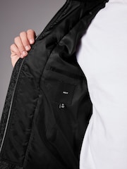 Charcoal Grey Mock Gilet Herringbone Padded Jacket with Wool - Image 5 of 13