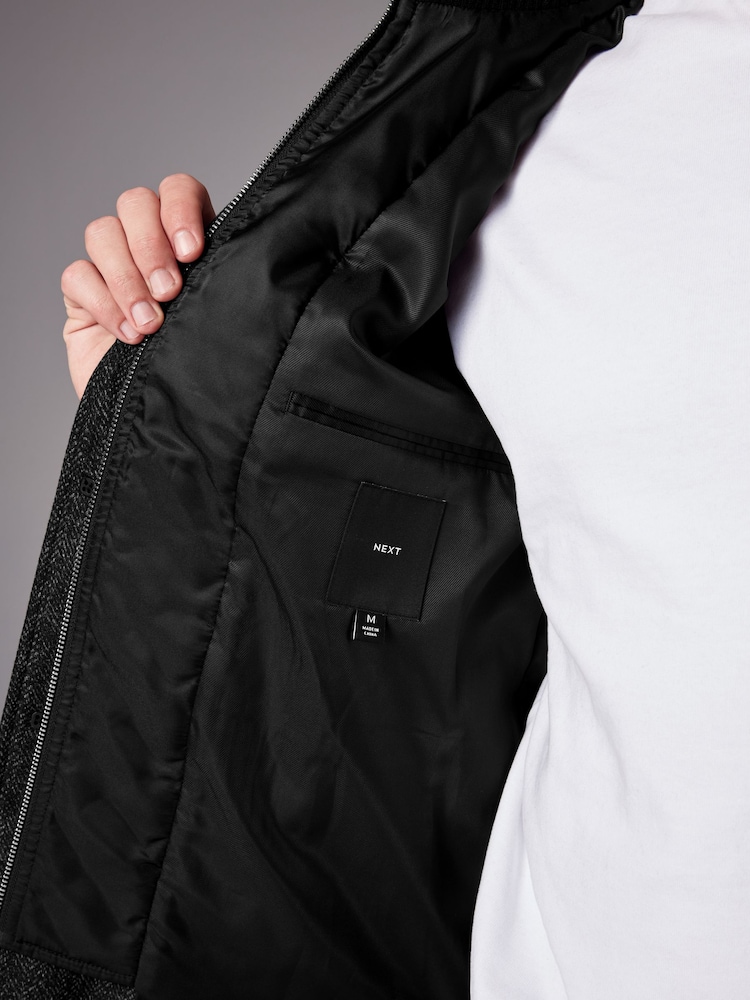 Gri cenuşiu - Gilet fals Herringbone Jachetă căptușită cu lână - Image 5 of 13
