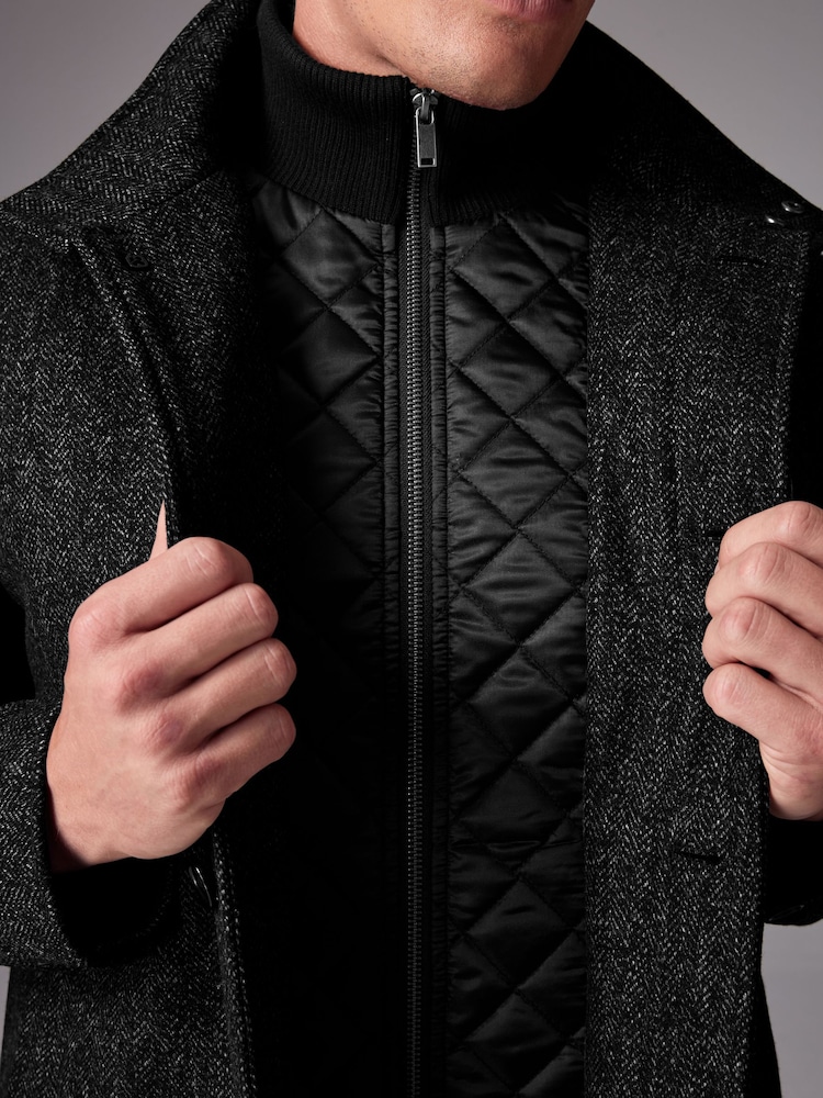 Gri cenuşiu - Gilet fals Herringbone Jachetă căptușită cu lână - Image 6 of 13