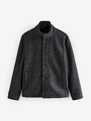 Charcoal Grey Mock Gilet Herringbone Padded Jacket with Wool - Image 7 of 13
