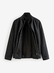 Charcoal Grey Mock Gilet Herringbone Padded Jacket with Wool - Image 8 of 13