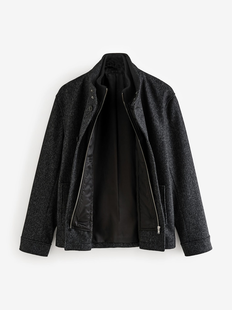 Gri cenuşiu - Gilet fals Herringbone Jachetă căptușită cu lână - Image 8 of 13