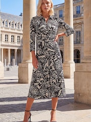 Roman Black Petite Button Ruched Dress - Image 1 of 4