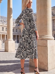 Roman Black Petite Button Ruched Dress - Image 3 of 4